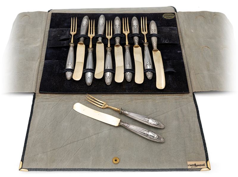 Set da dolce Anni Trenta/Quaranta (sei forchette e sei coltelli)