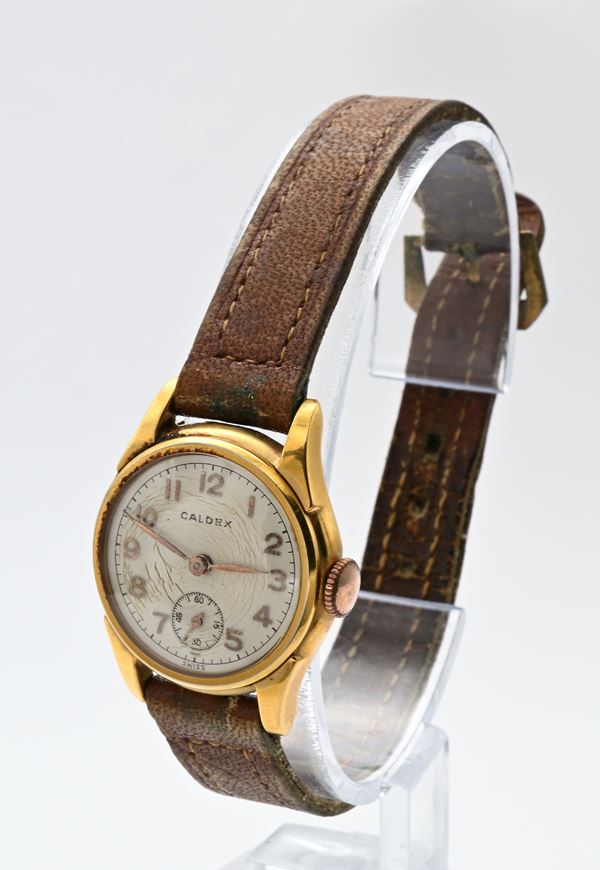 Caldex - Orologio da polso a carica meccanica da donna in metallo placcato in oro giallo con fondello in acciaio