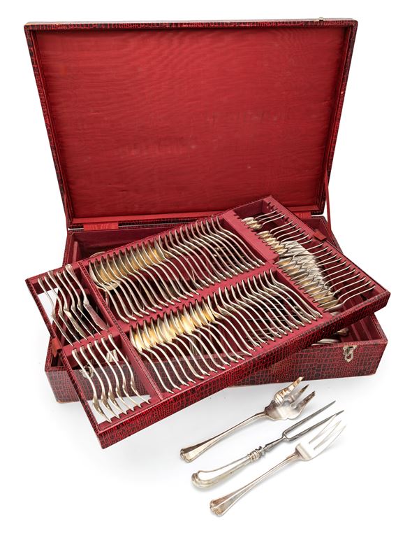 Servizio di posate San Marco in argento 800/000 per dodici posti entro scatola originale