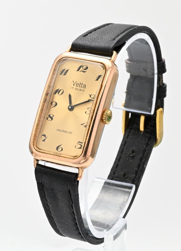 Vetta Incabloc (Cal ETA 2512) - Orologio da polso da uomo a carica meccanica in metallo placcato in oro giallo 20M con fondello in acciaio