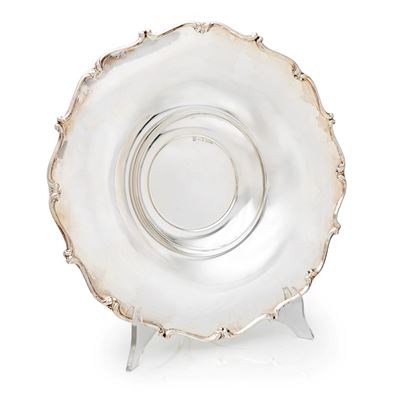 Centrotavola circolare in argento 800/000, diametro 32 cm