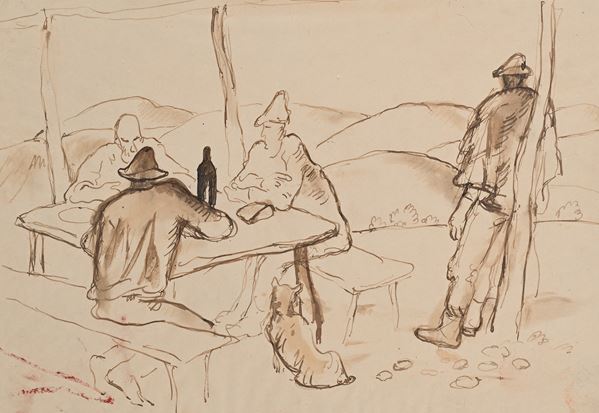 Felice Carena - Cacciatori a riposo