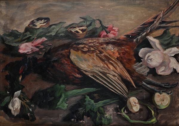 Carlo Levi - Natura morta con cacciagione, mele, melograni e fiori