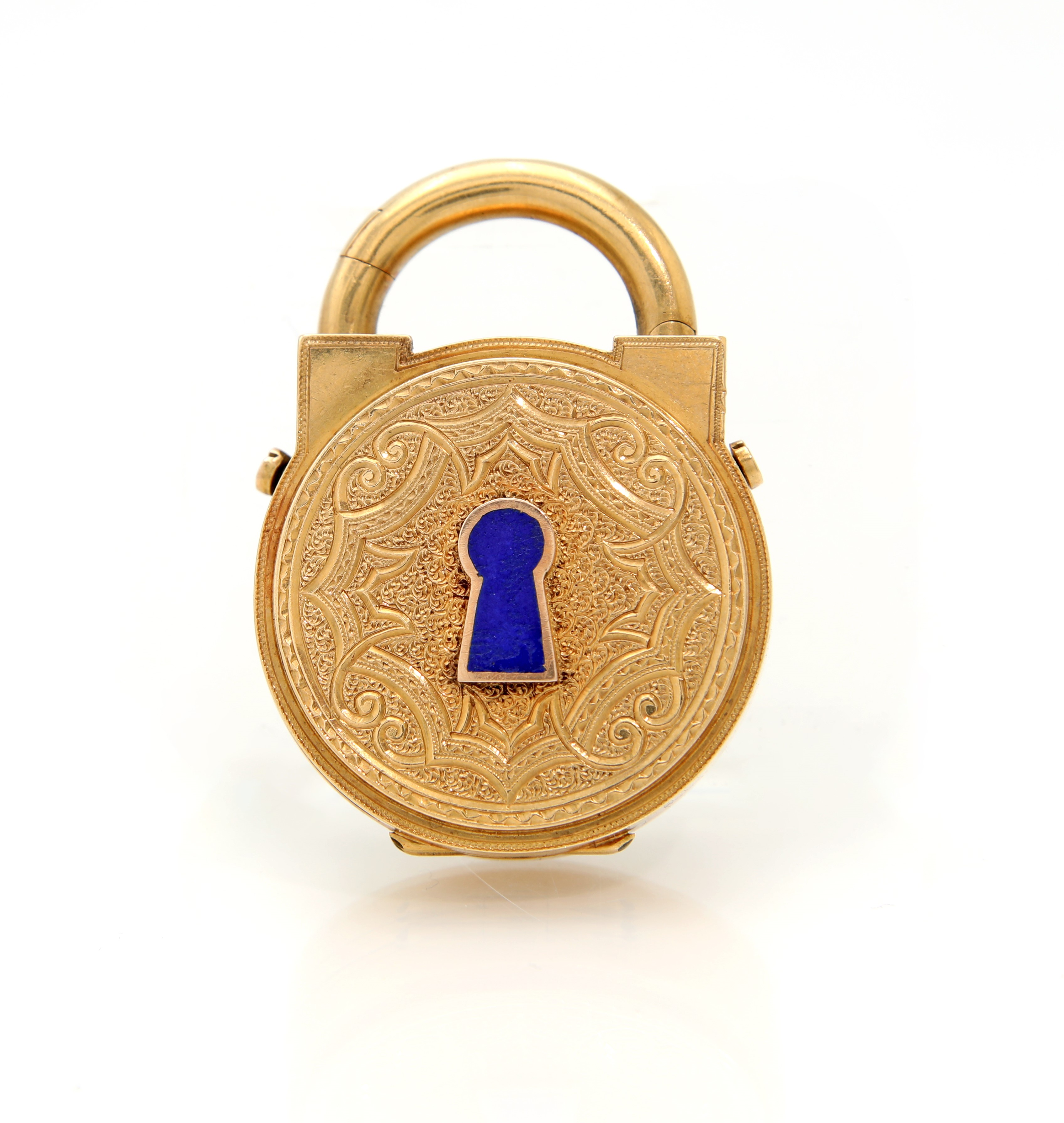 Baume, orologio da taschino in oro 750/000 a doppia cassa (forma a lucchetto)