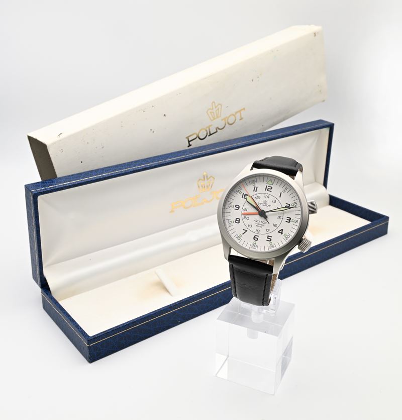 Poljot Aviator - Orologio da polso automatico Cronografo con sveglia da uomo in acciaio. Edizione...