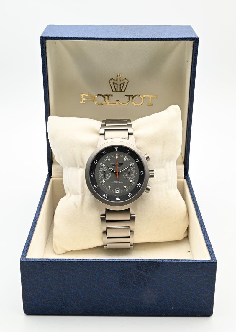 Poljot Pilot - Orologio da polso a carica manuale Cronografo con datario da uomo in acciaio. Ediz...