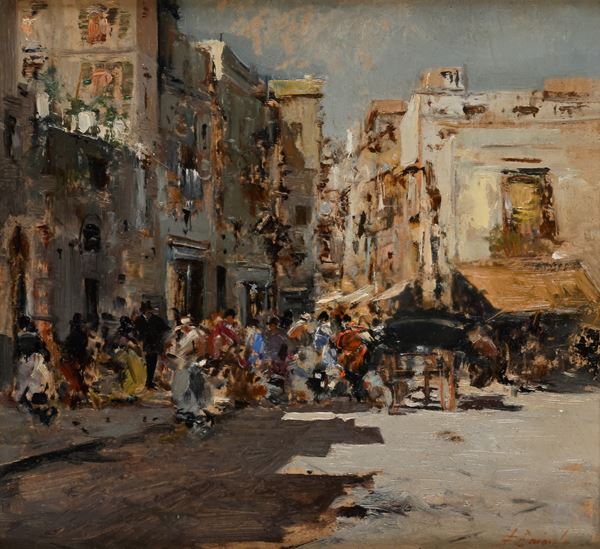 Ezelino Briante - Scena di vita nell’antico quartiere 