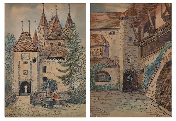 ‘Entrance – THUN – Castle’ e ‘Court ya Castle Rheinberger Balzas (Liechtenstein)’