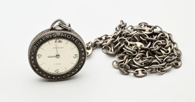 Hausmann (cal. Felsa 320) - Orologio da Tasca Modello Moneta in Argento 800/000 con Catena in Arg...