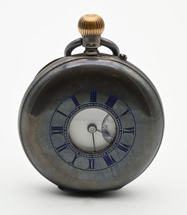 John Bennett Ltd London - Orologio da tasca remontoir. Savonette occhio di bue con cassa incisa in argento sterling con punzoni Londra 1901. Scappamento ad ancora 