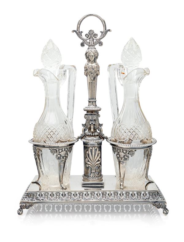 Acetoliera in argento, Regno Lombardo/Veneto, argentiere Luca Franceschini, attivo a Milano dal 1838 al 1864