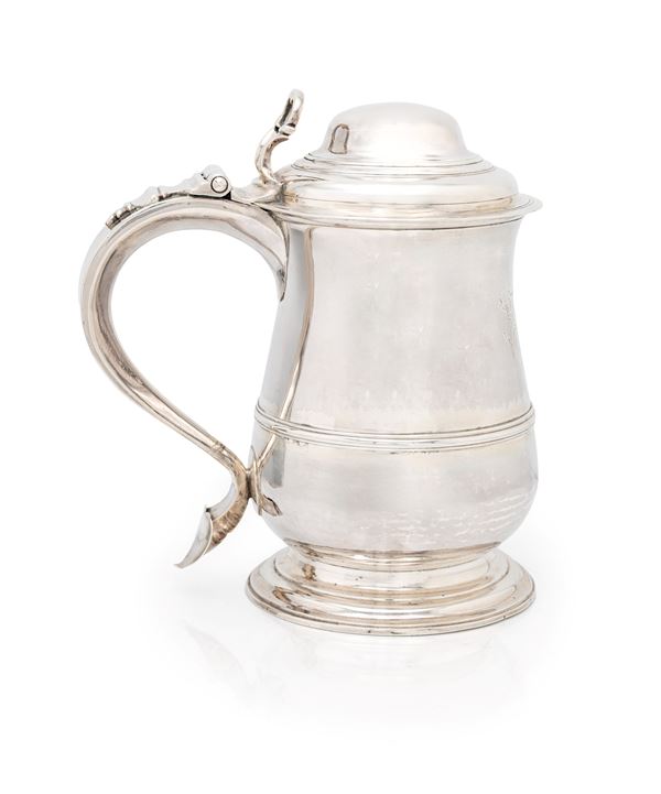 Tankard in argento, Londra 1771, argentiere Charles Woodward o Chas Wright