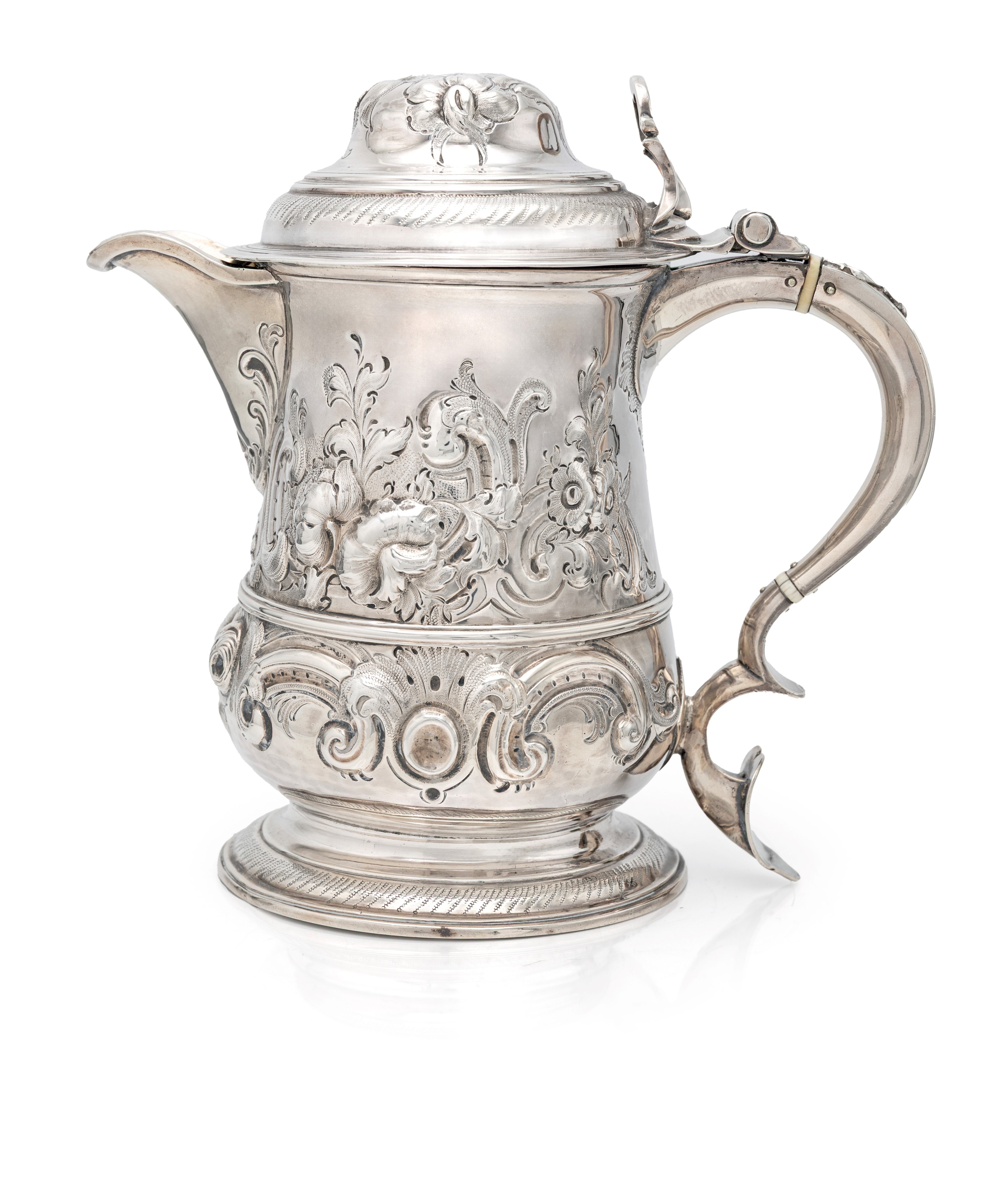 Jacob Marsh o John Moore, Tankard in argento in stile Giorgio III, Londra 1761