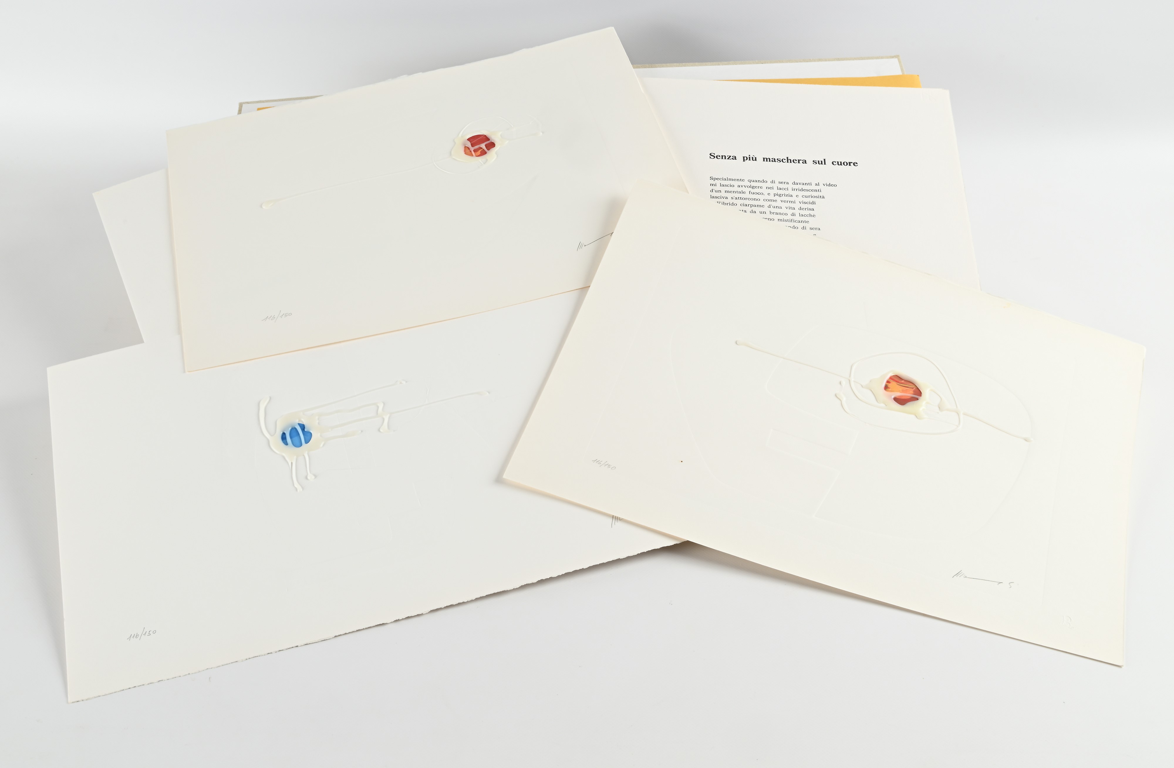 Mannucci Edgardo Maschere / Franceschini Edoardo Paesaggi - 3 grafiche e tecnica mista firmate a ...