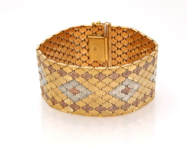 Bracciale in oro, lavorazione a nido d'ape.