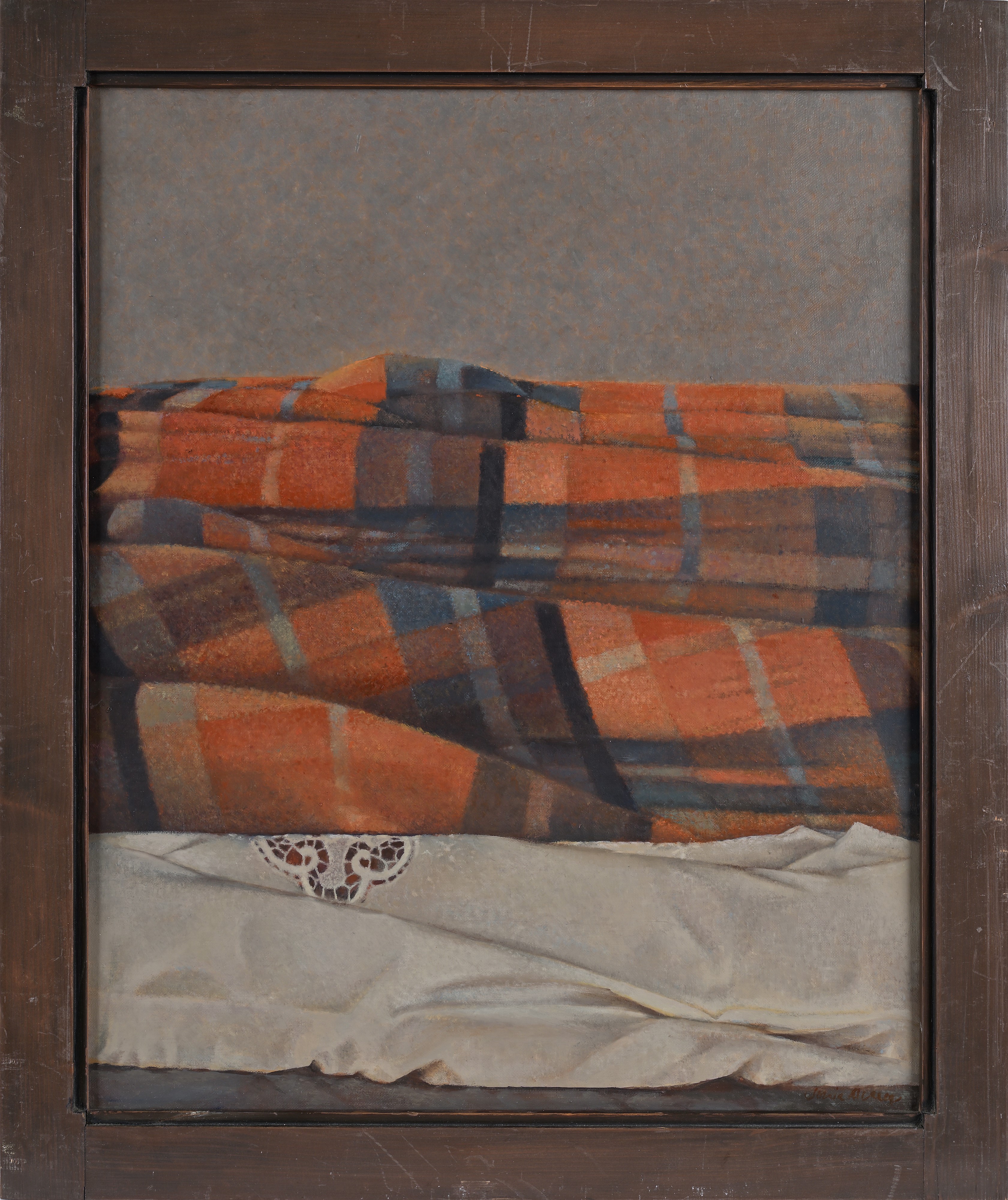 Sonia Alvarez - Coperta scozzese, olio su tela (1984)