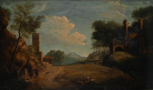 Paesaggio con rovine