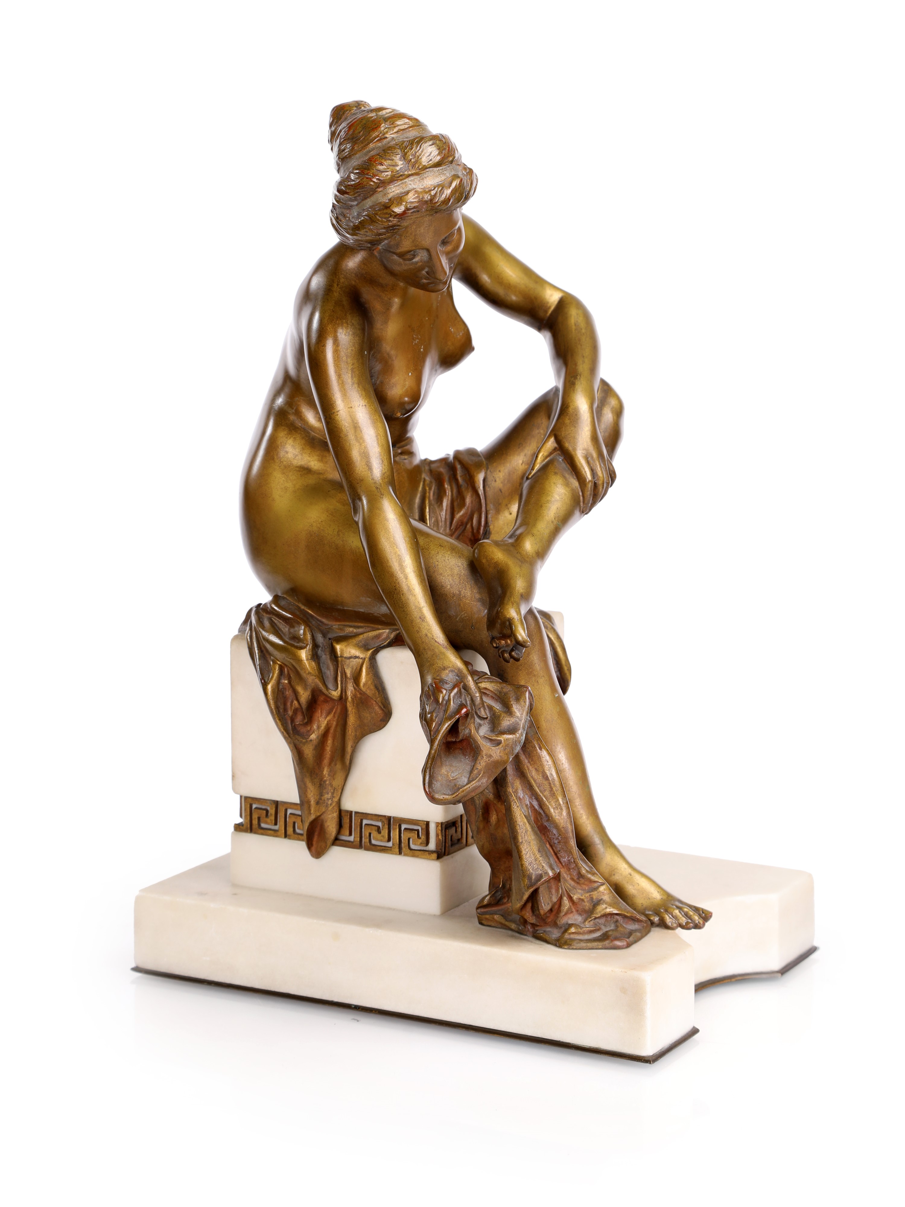 Jules Jacques Théodore Dominique Labatut - Bagnante - bronzo a patina dorata su base in marmo