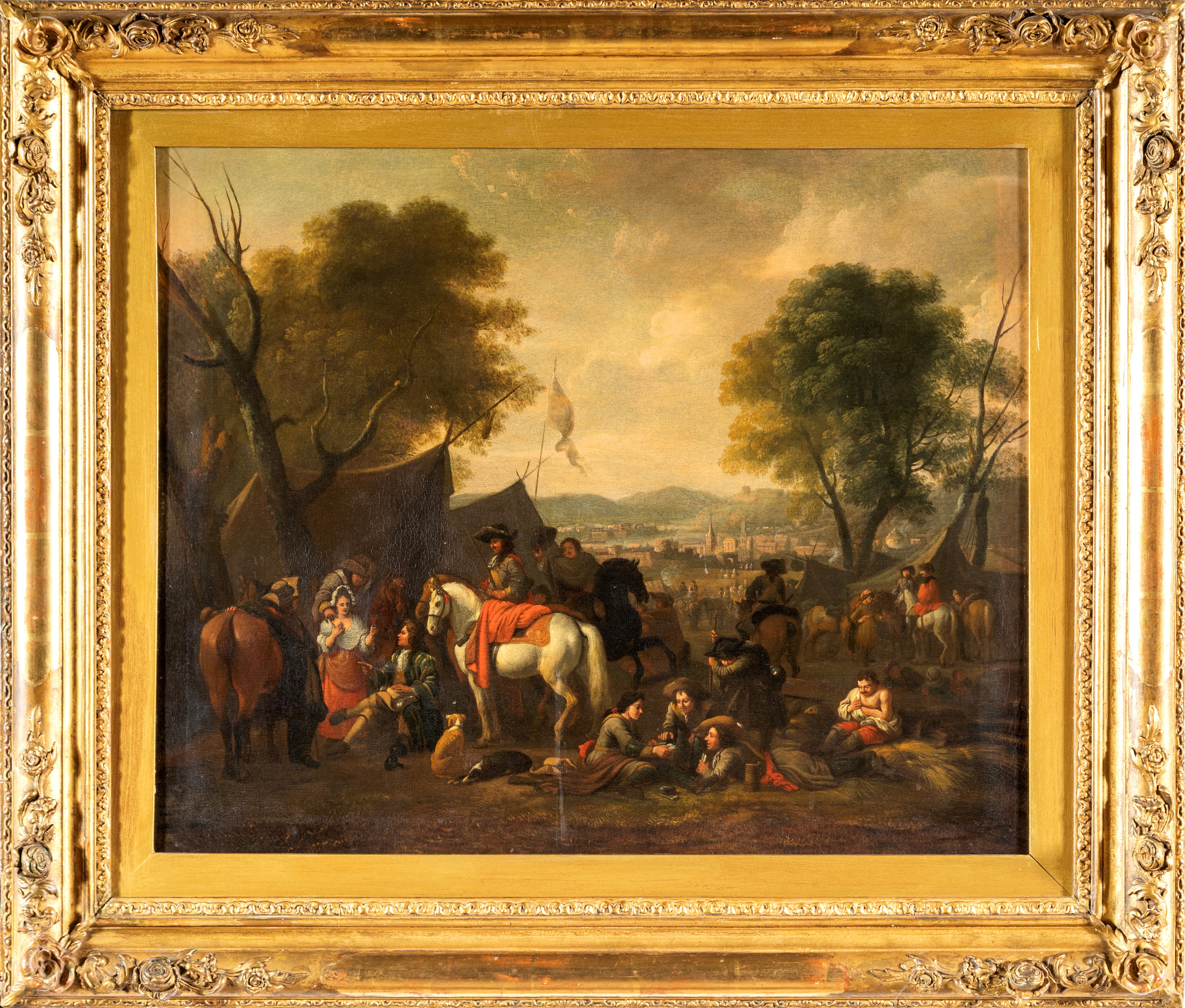 Soldati e cavalieri in sosta