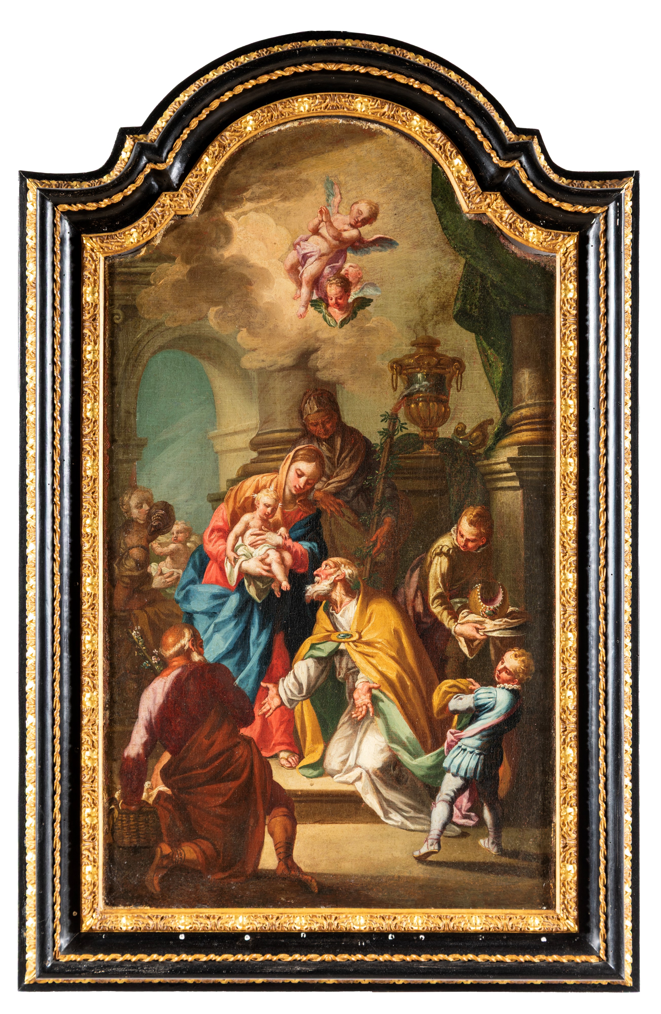 a) Madonna col Bambino e i tre Magi b) Madonna col Bambino e Santo Vescovo