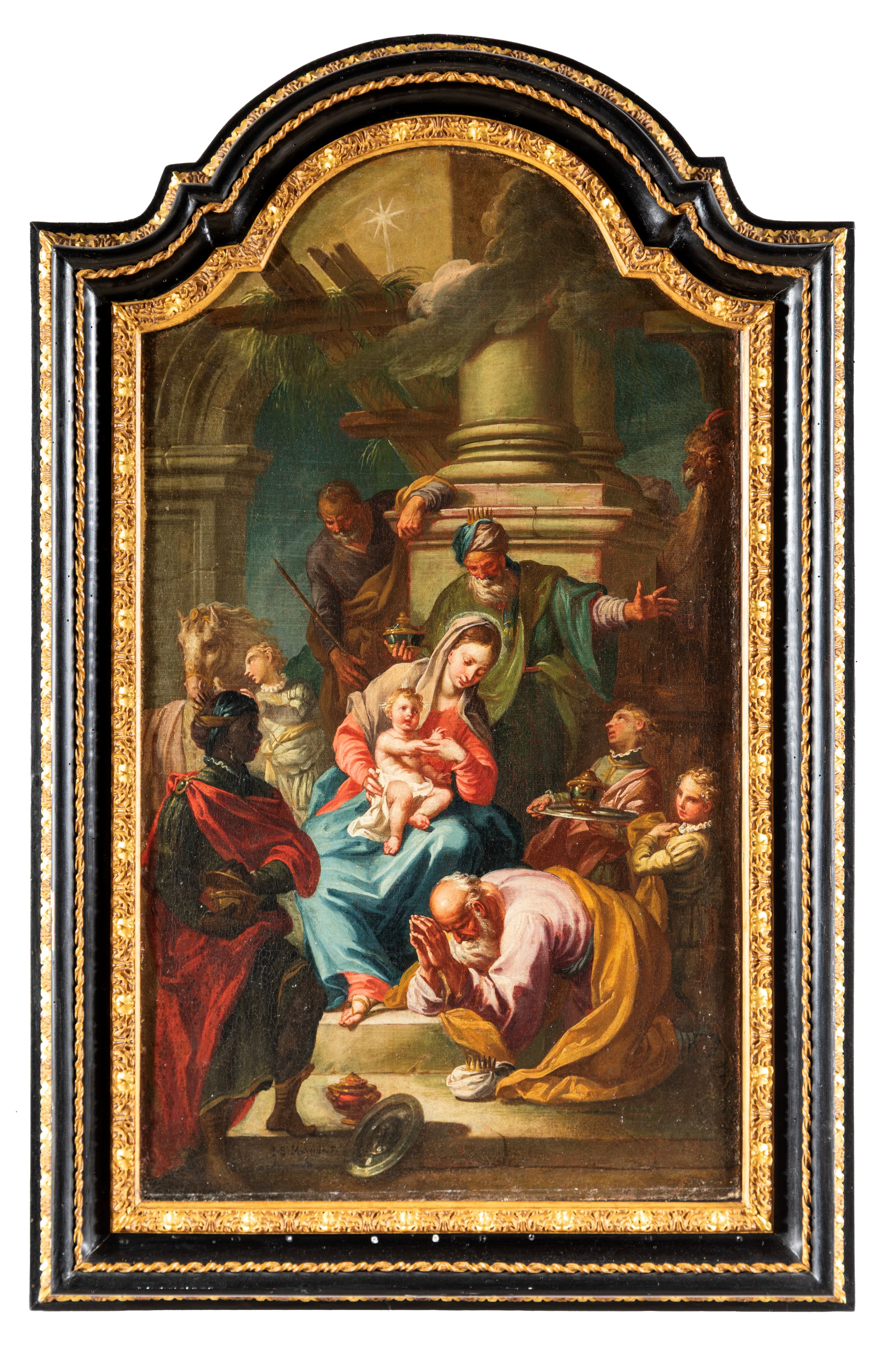 a) Madonna col Bambino e i tre Magi b) Madonna col Bambino e Santo Vescovo