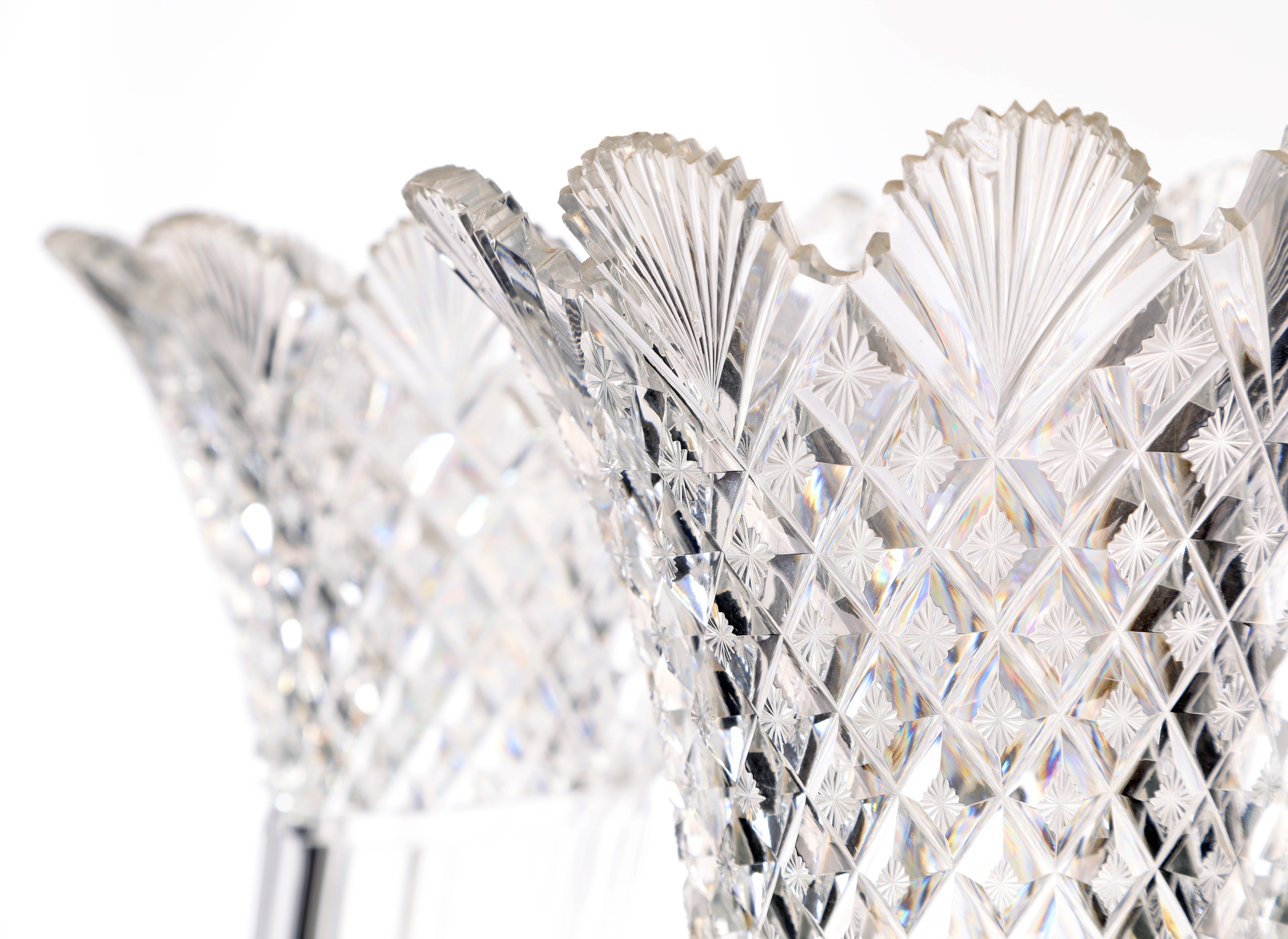 Coppia di cornucopie in cristallo e bronzo dorato, Francia, XIX secolo