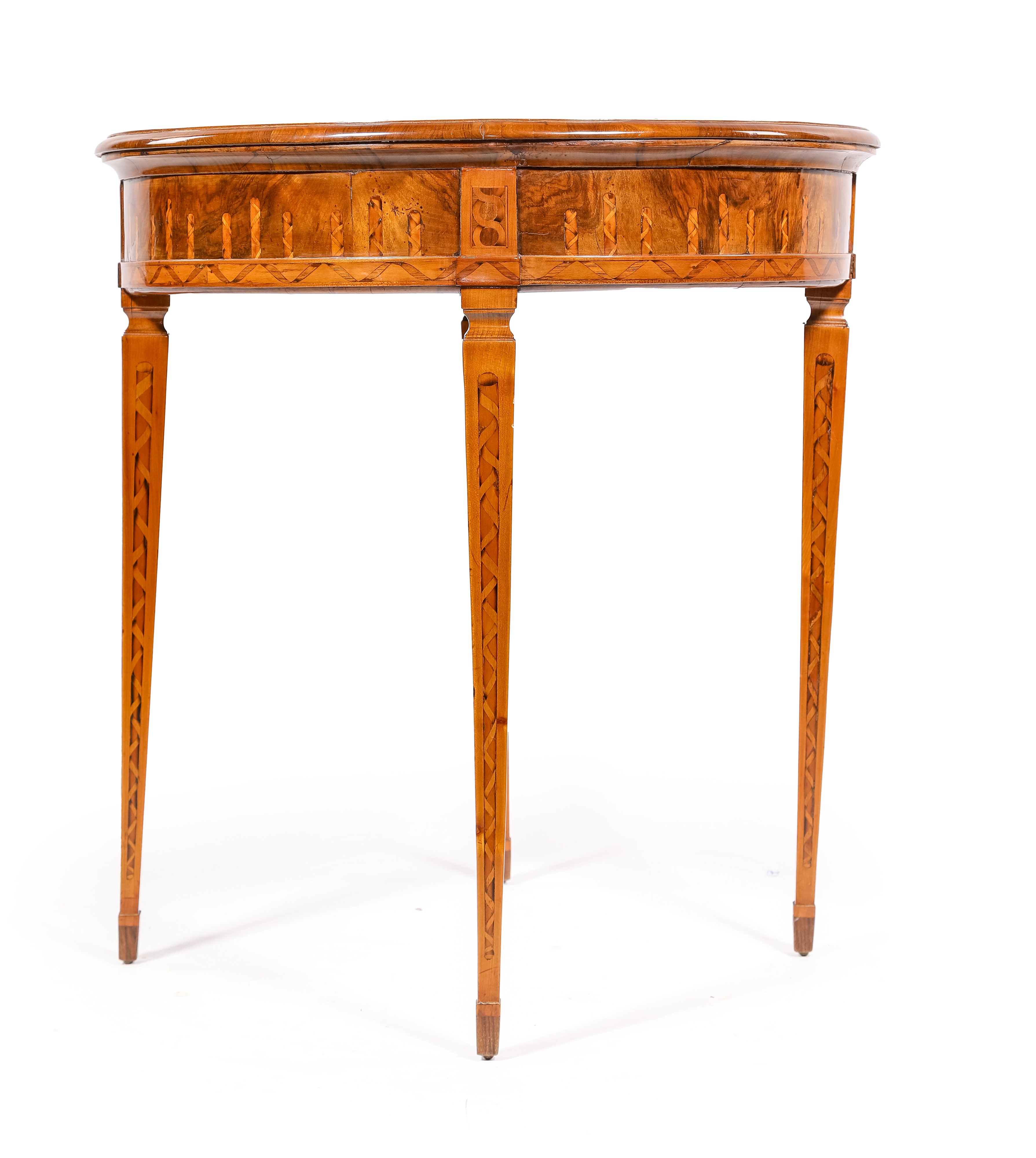 Tavolino Luigi XVI in noce con intarsi in legni di frutto, Toscana, fine del XVIII secolo