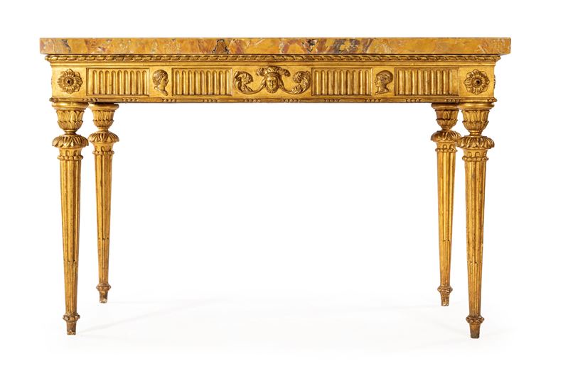 Console Luigi XVI in legno dorato, fine del XVIII secolo