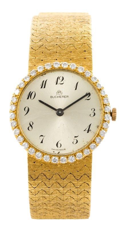 Orologio in Oro Giallo Bracciale Tessuto Bucherer