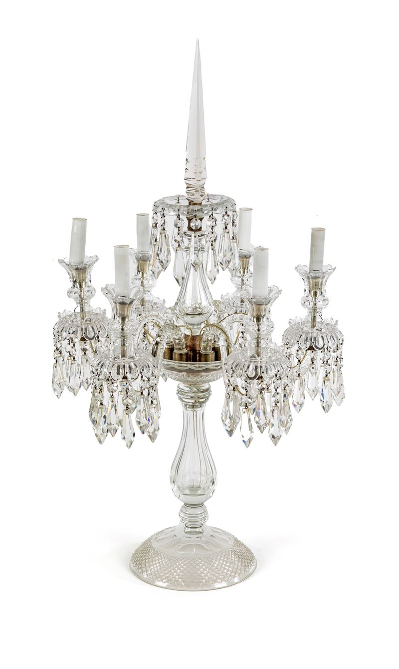 Girandole in vetro e cristallo a sei luci, XIX secolo