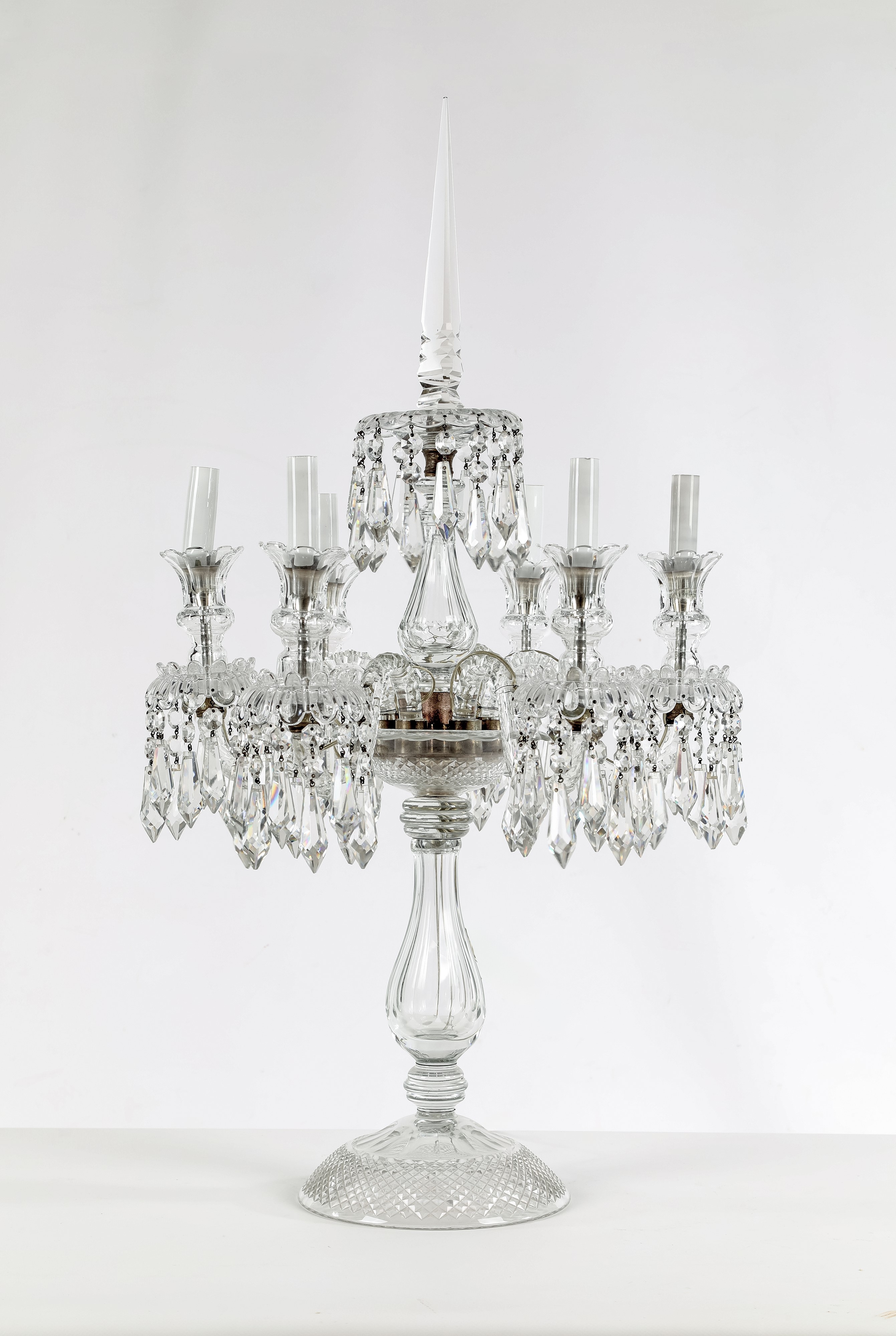 Girandole in vetro e cristallo a sei luci, XIX secolo