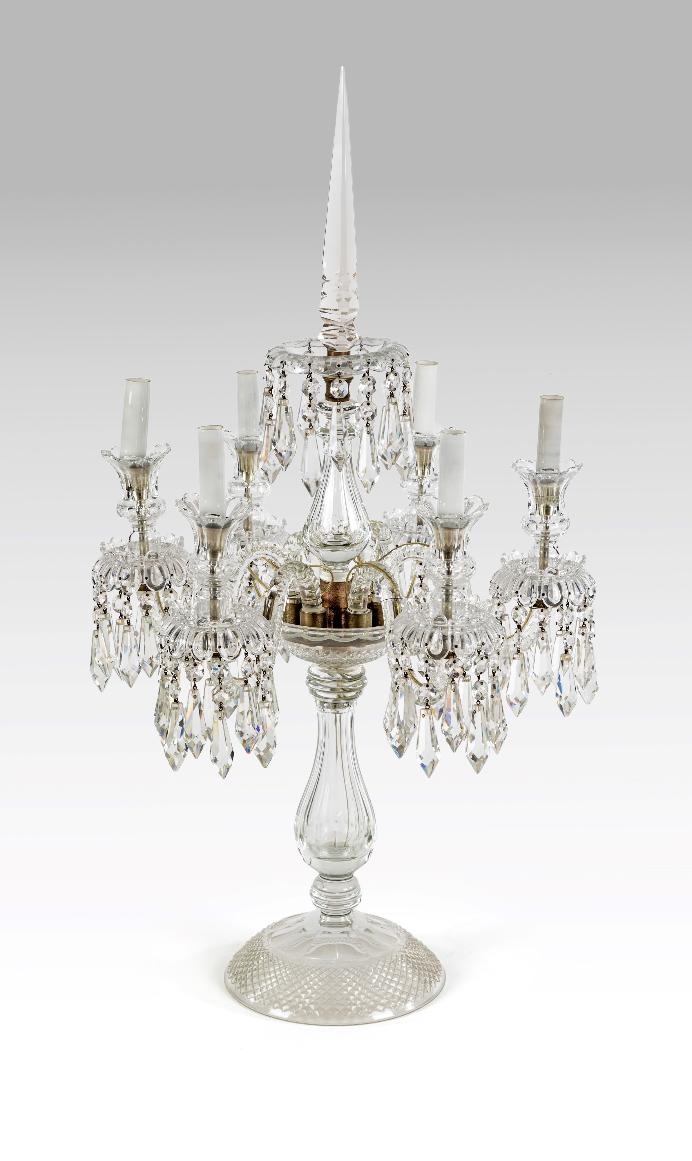 Girandole in vetro e cristallo a sei luci, XIX secolo