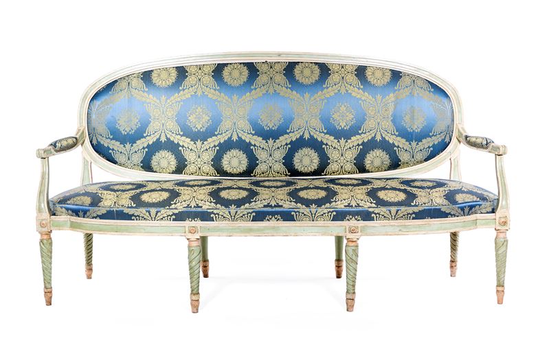 Divano Luigi XVI in legno laccato, fine del XVIII secolo
