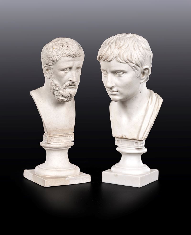 Due bustini in biscuit, Real Fabbrica Ferdinandea, Napoli, fine del XVIII/inizi del XIX secolo