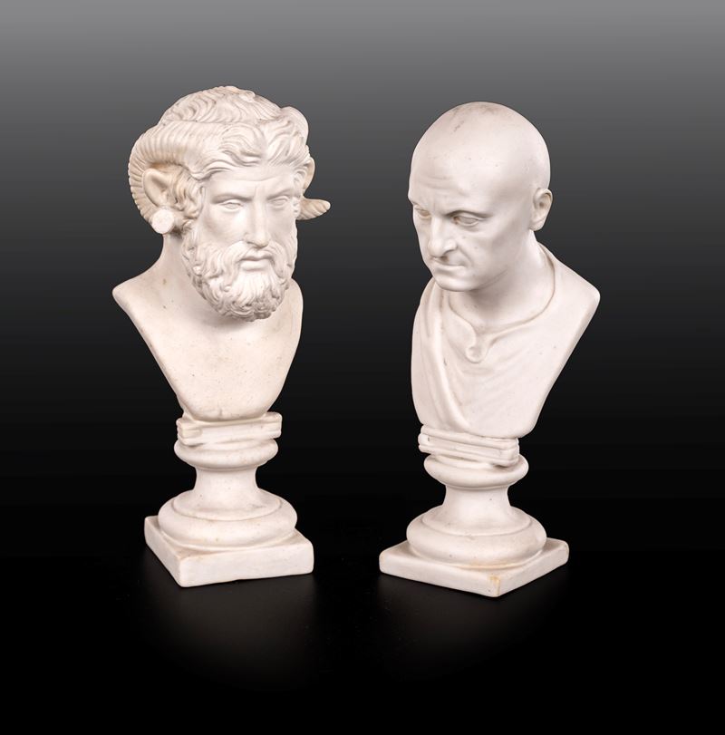 Due bustini in biscuit, Real Fabbrica Ferdinandea, Napoli, fine del XVIII/inizio del XIX secolo