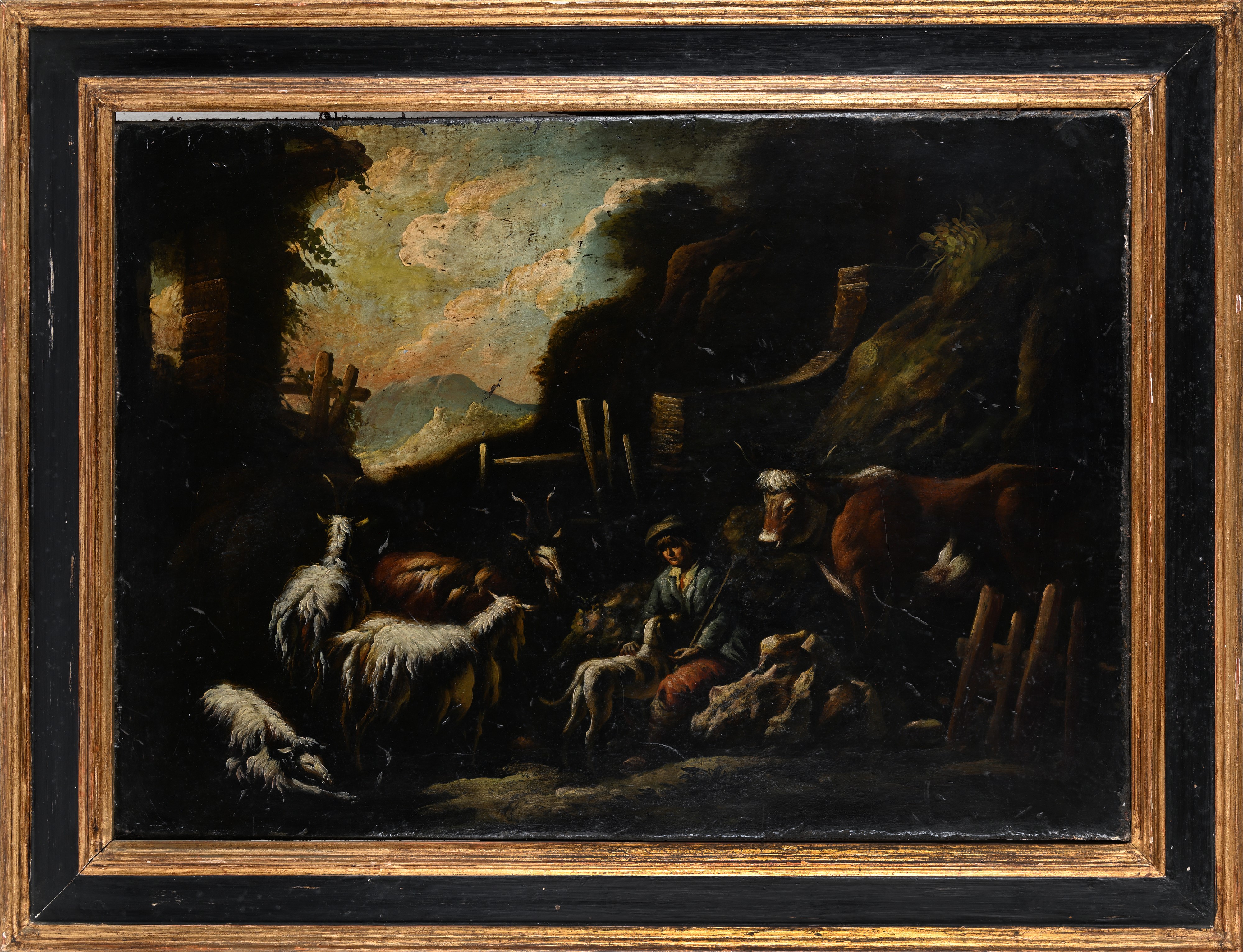 Paesaggio con pastore e gregge