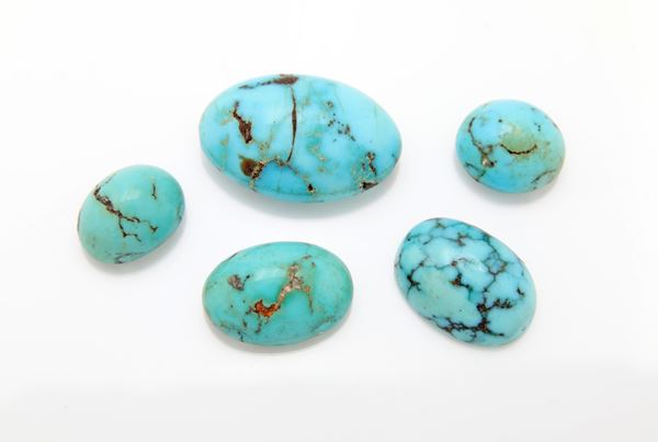 Lotto di 5 spole in turchese