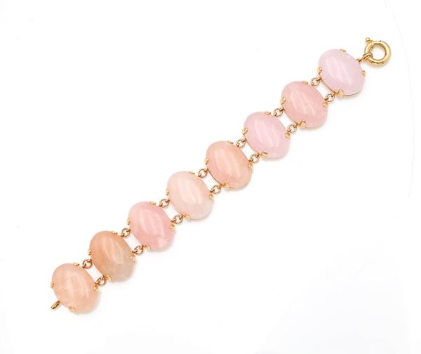 Bracciale in oro e quarzi rosa
