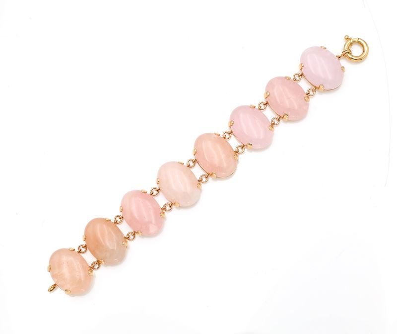 Bracciale in oro e quarzi rosa