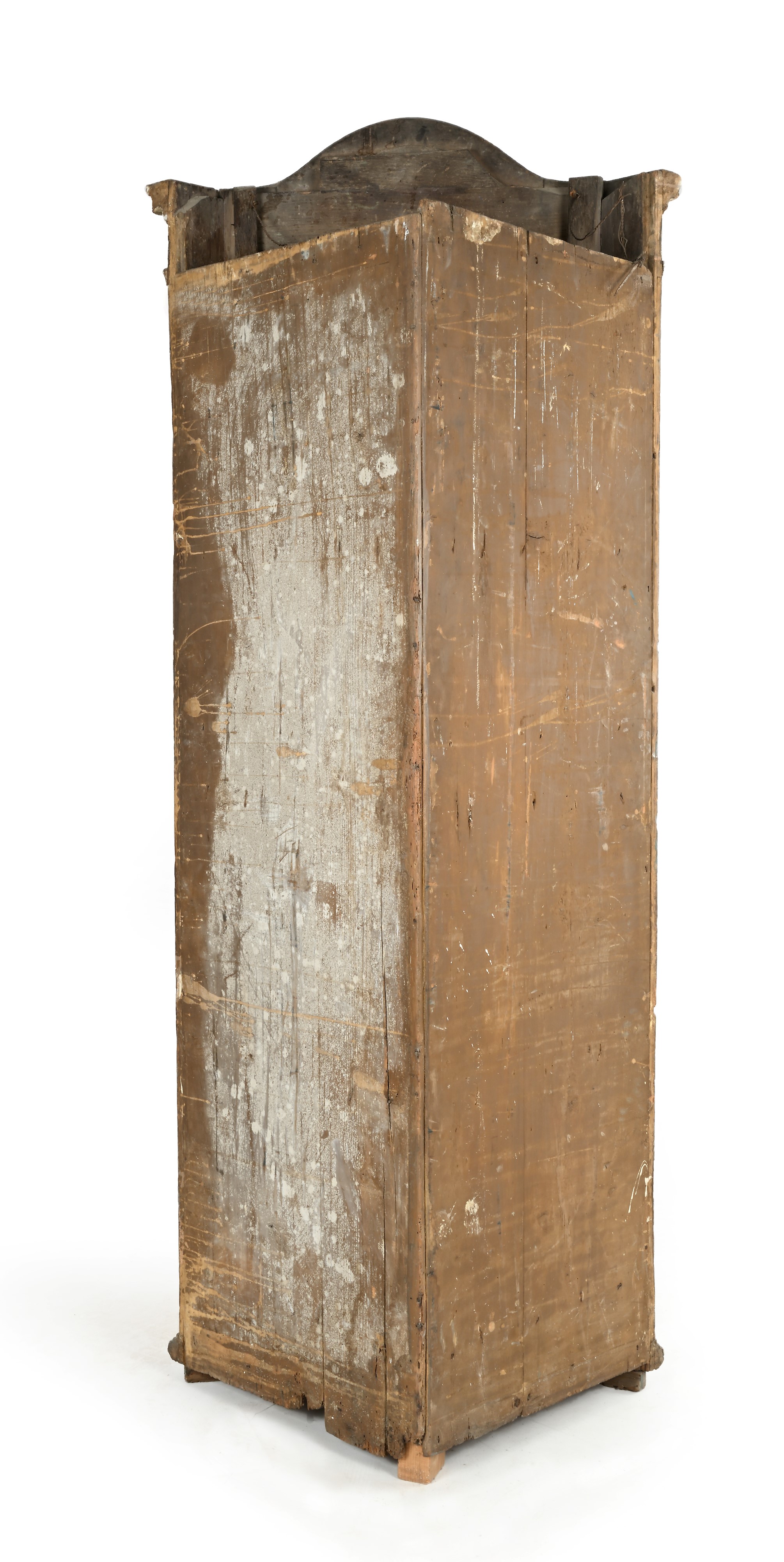 Angoliera in legno laccato azzurro e bianco, XIX secolo, restauri e difetti