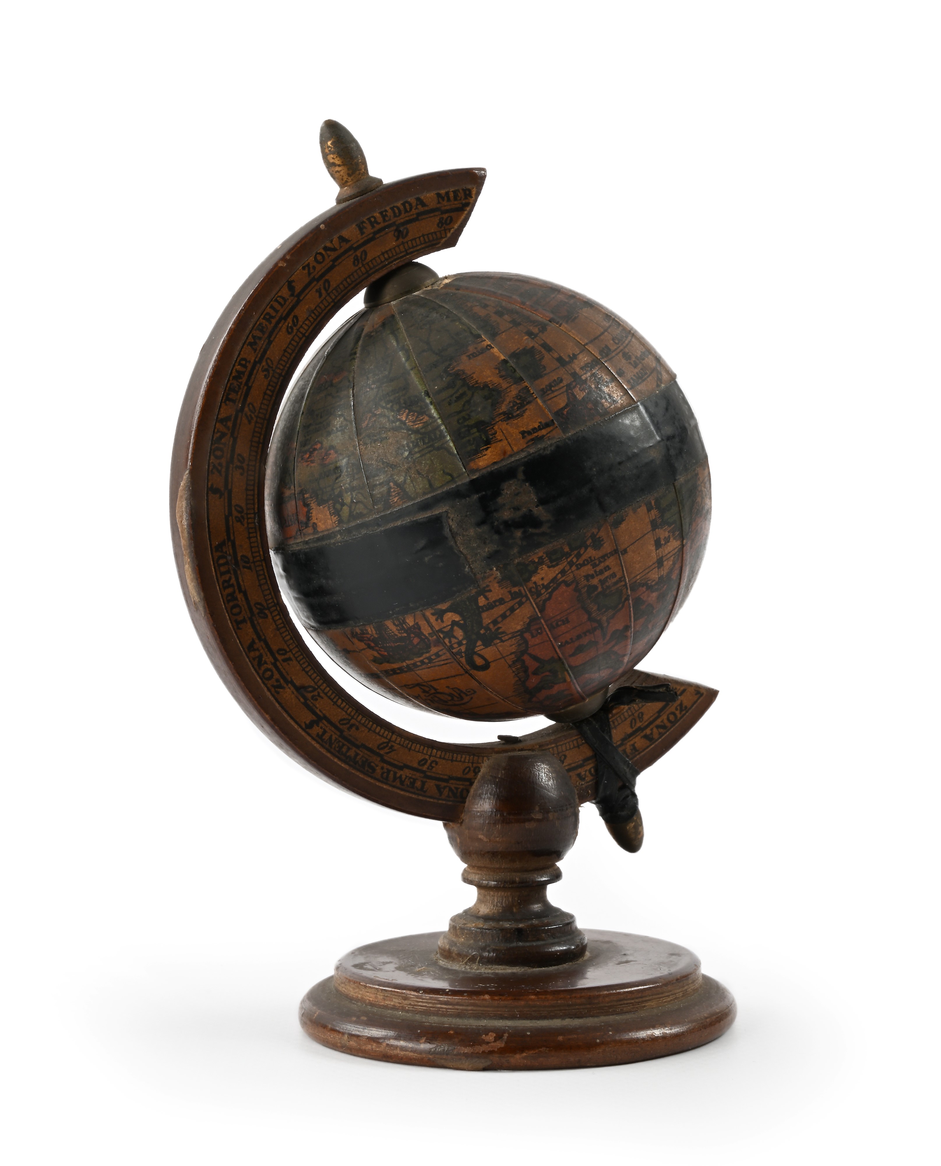 Globo terrestre da scrivania, in legno