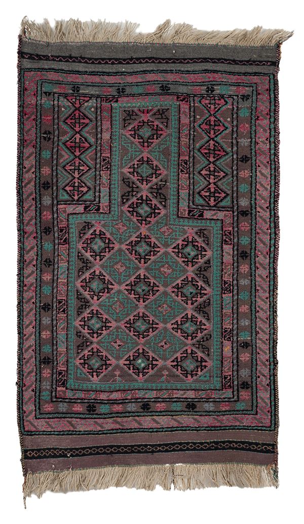 Tappeto da preghiera Baluch a losanghe, Persia orientale/Afghanistan, inizi XX secolo