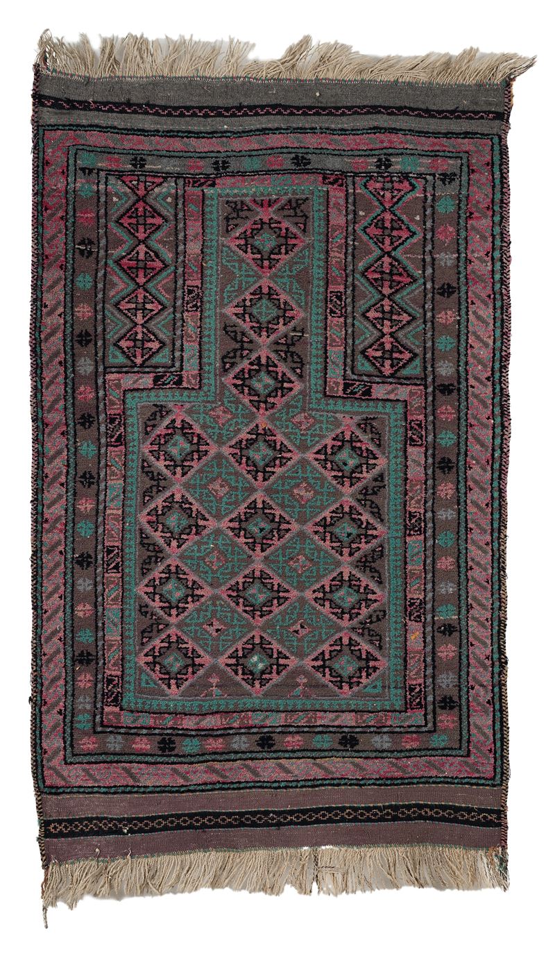 Tappeto da preghiera Baluch a losanghe, Persia orientale/Afghanistan, inizi XX secolo