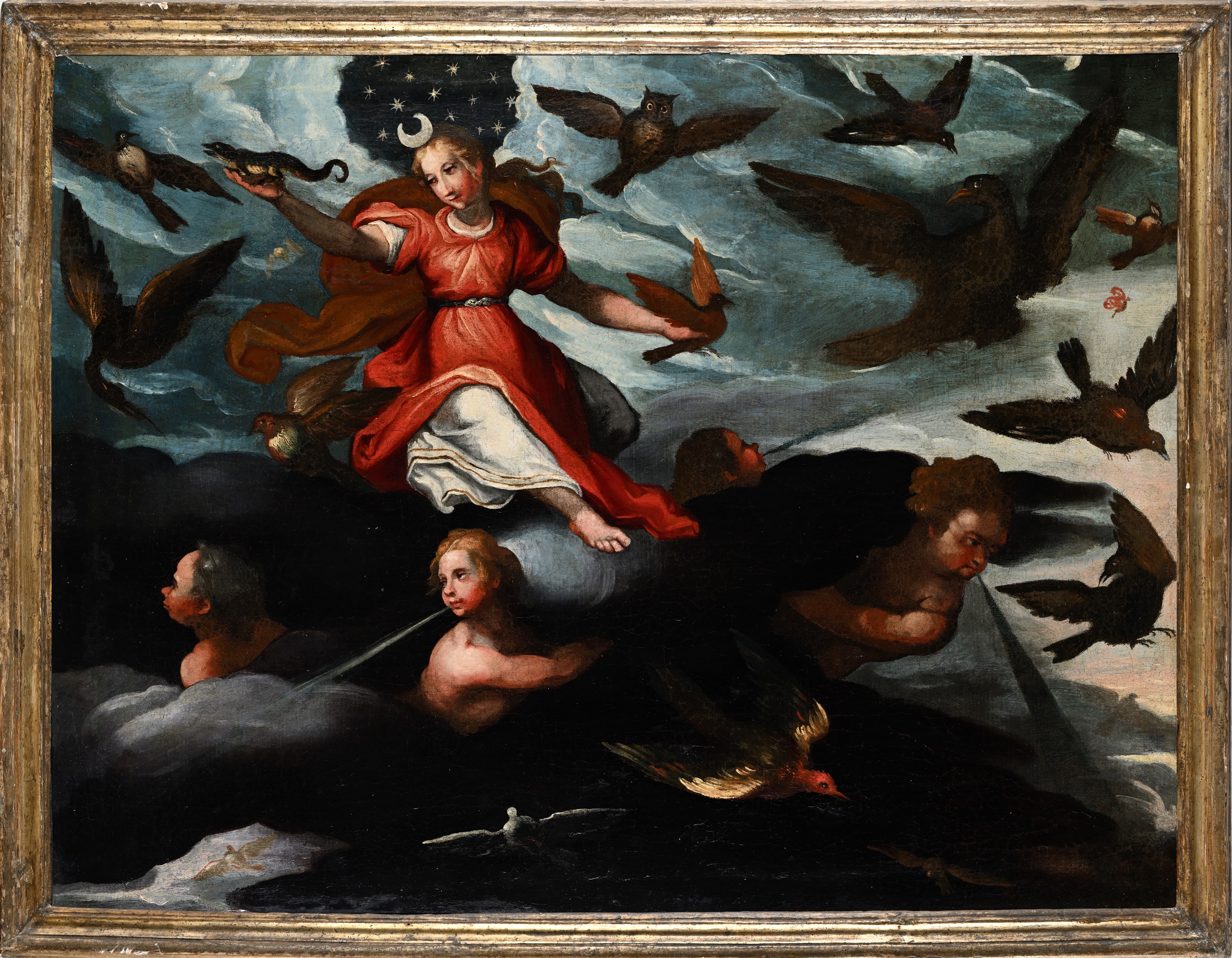 Pittore Veneto XVII/XVIII Secolo - Pittore Veneto, Allegoria della nascita della Via Lattea, olio...