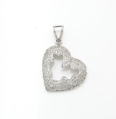 Pendente a cuore in oro bianco 750/000 con brillanti
