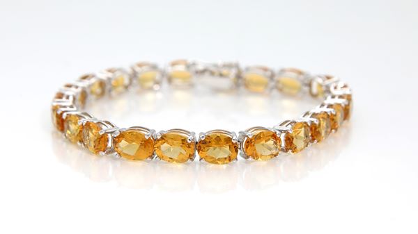 Bracciale tennis in oro e quarzi citrini