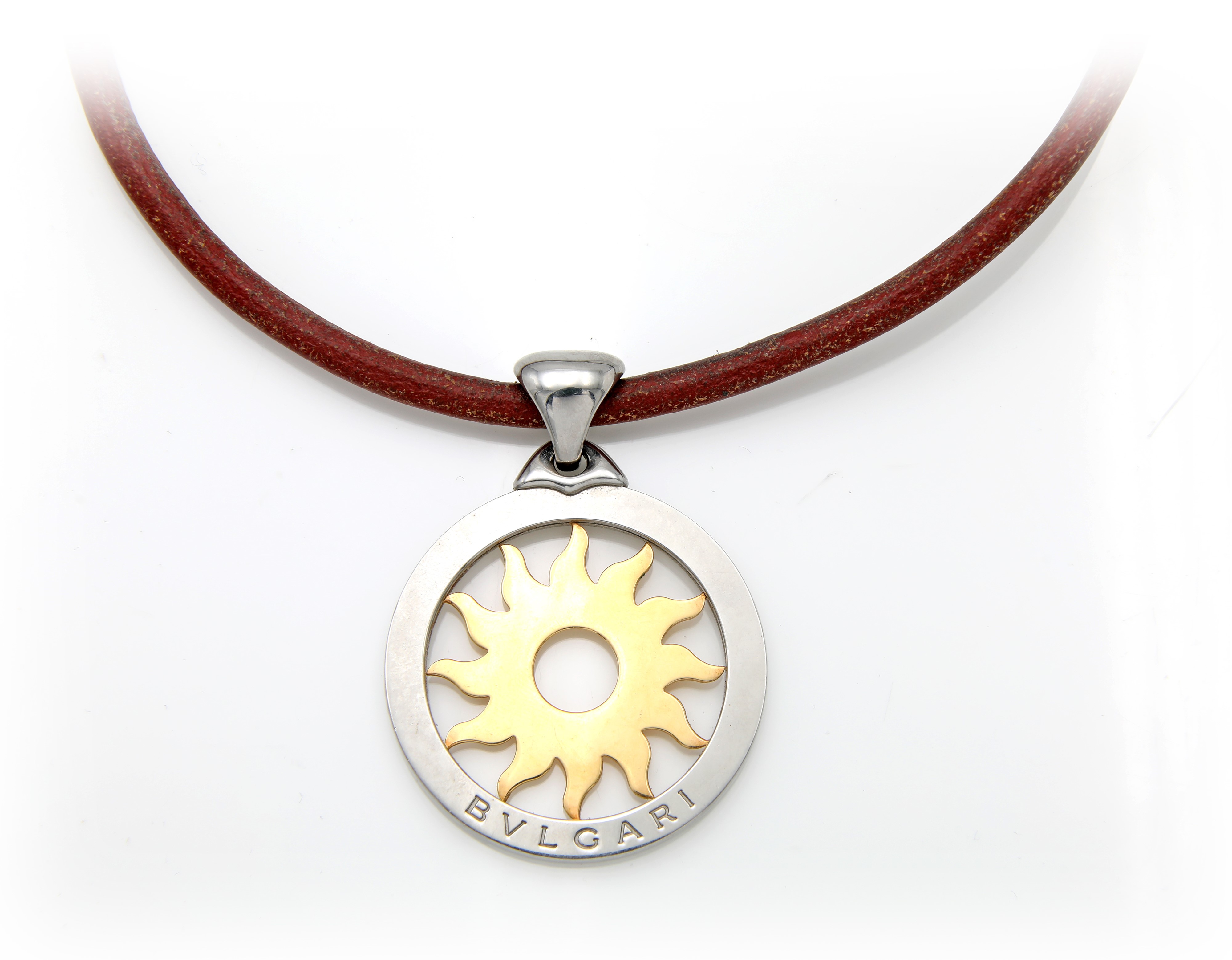 Bulgari pendente sole in oro e acciaio