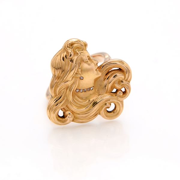 Anello liberty in oro e diamanti