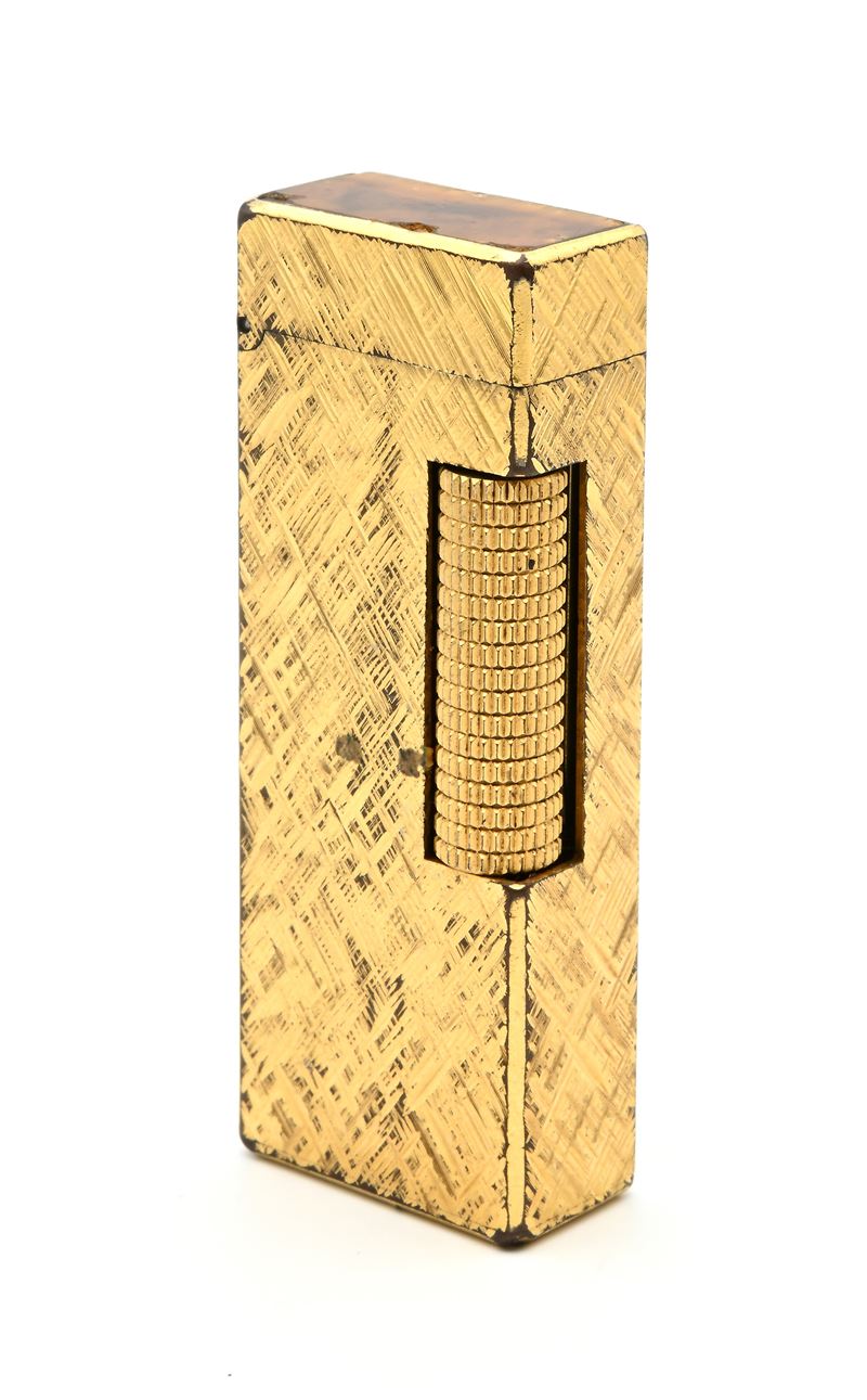 Dunhill - Accendino in metallo placcato in oro giallo con inserto in pietra