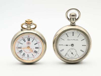 Wille Frères, Orologio da tasca remontoir da uomo con scappamento Roskopf; Elgin National Watch &...